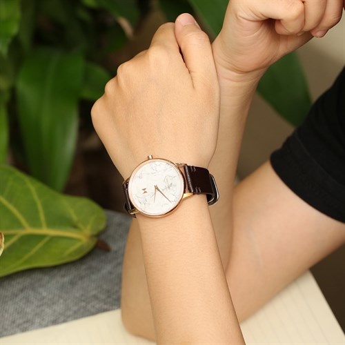 Dây da tổng hợp đồng hồ 18mm CKM1K6 Nâu Màu Nâu