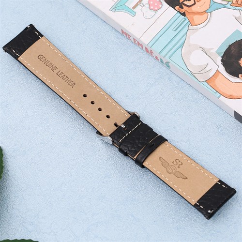 Dây da đồng hồ 20mm M1500.41 Đen Màu Đen