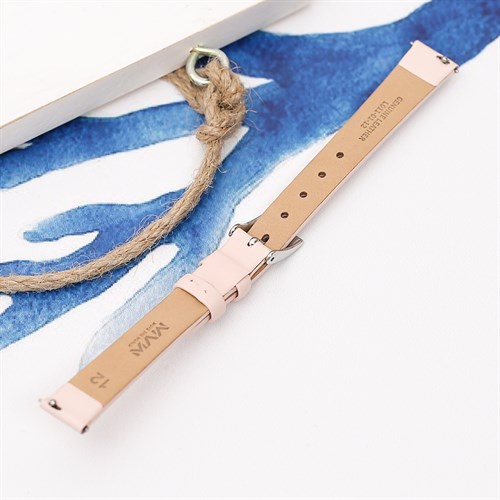 Dây da tổng hợp đồng hồ 12mm L011-01-12 Hồng Màu Hồng