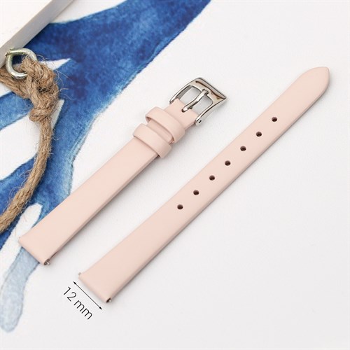 Dây da tổng hợp đồng hồ 12mm L011-01-12 Hồng Màu Hồng