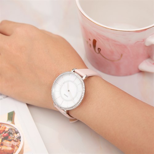 Dây da tổng hợp đồng hồ 12mm L011-01-12 Hồng Màu Hồng