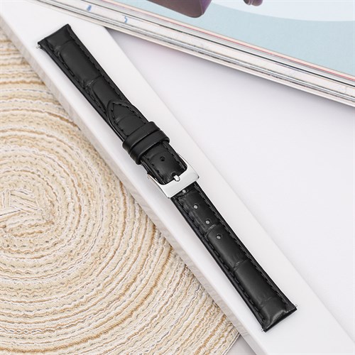 Dây da đồng hồ 14mm L001-02-14 Đen Màu Đen