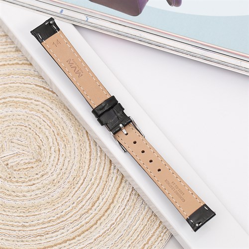 Dây da đồng hồ 14mm L001-02-14 Đen Màu Đen