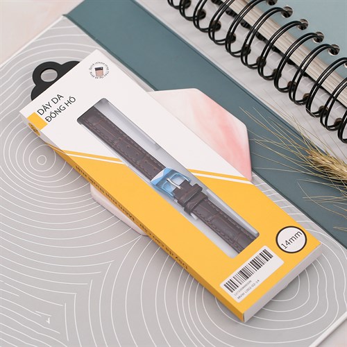 Dây da đồng hồ 14mm L002-02-14 Nâu Màu Nâu