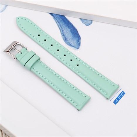 Dây da đồng hồ 14mm L004-02-14 Xanh bạc hà Màu Xanh Bạc Hà