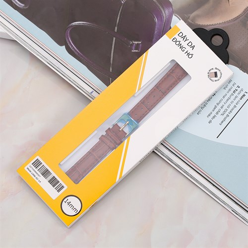 Dây da đồng hồ 14mm L006-02-14 Nâu Màu Nâu