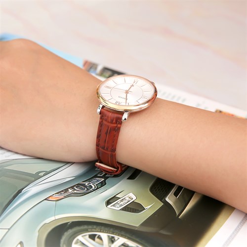 Dây da đồng hồ 14mm L006-02-14 Nâu Màu Nâu