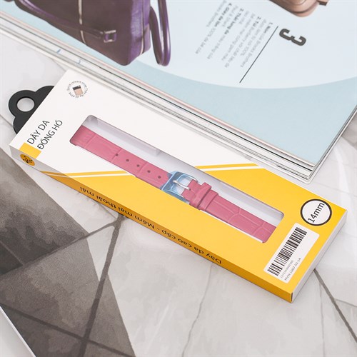 Dây da đồng hồ 14mm L007-02-14 Hồng Màu Hồng