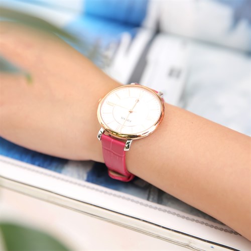 Dây da đồng hồ 14mm L007-02-14 Hồng Màu Hồng