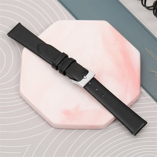 Dây da đồng hồ 14mm L008-02-14 Đen Màu Đen