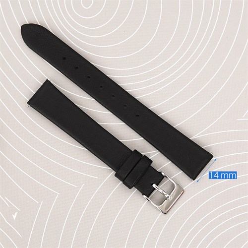 Dây da đồng hồ 14mm L008-02-14 Đen Màu Đen