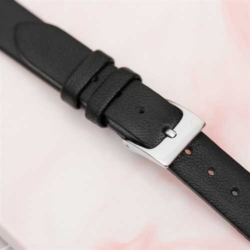 Dây da đồng hồ 14mm L008-02-14 Đen Màu Đen