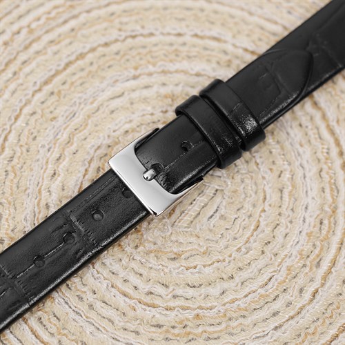 Dây da đồng hồ 14mm L012-02-14 Đen Màu Đen