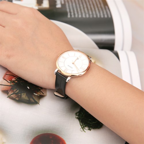 Dây da đồng hồ 14mm L012-02-14 Đen Màu Đen