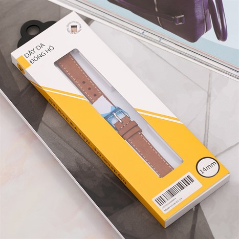 Dây da đồng hồ 14mm L018-02-14 Nâu Màu Nâu