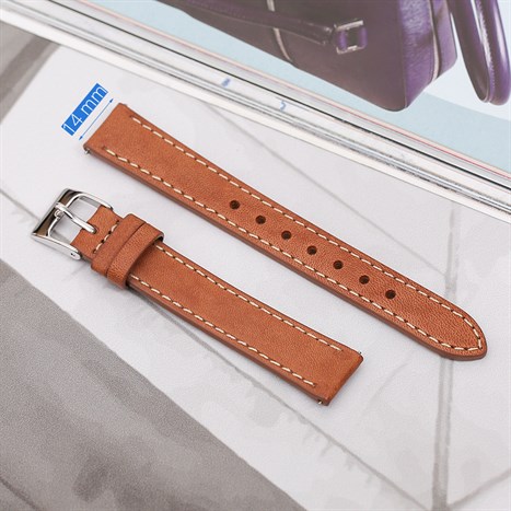 Dây da đồng hồ 14mm L018-02-14 Nâu Màu Nâu