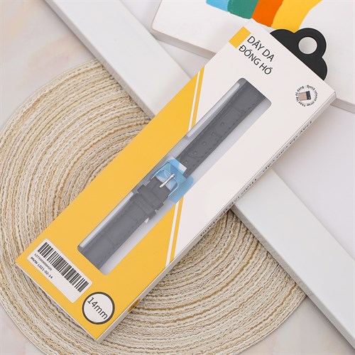 Dây da đồng hồ 14mm L021-02-14 Đen Màu Đen