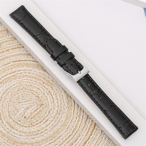 Dây da đồng hồ 14mm L021-02-14 Đen Màu Đen