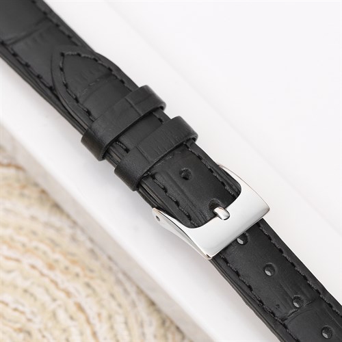 Dây da đồng hồ 14mm L021-02-14 Đen Màu Đen