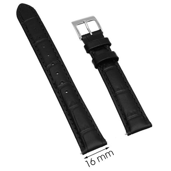 Dây da đồng hồ 16 mm đen L001-03-16