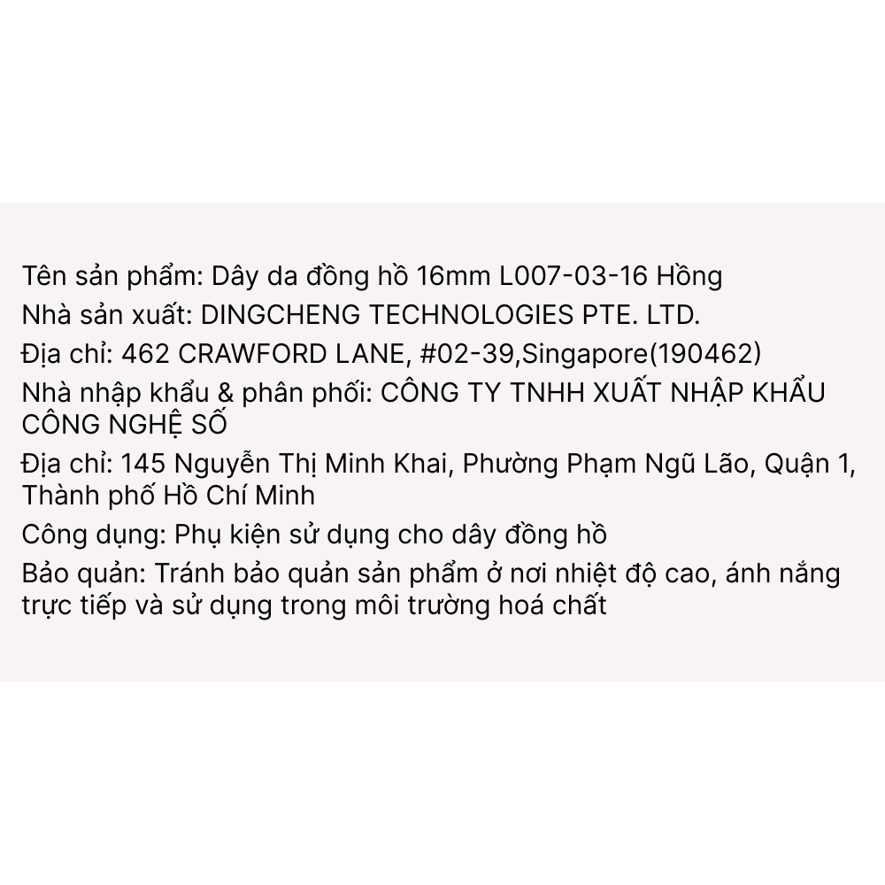 Dây da đồng hồ 16mm L007-03-16 Hồng - 8