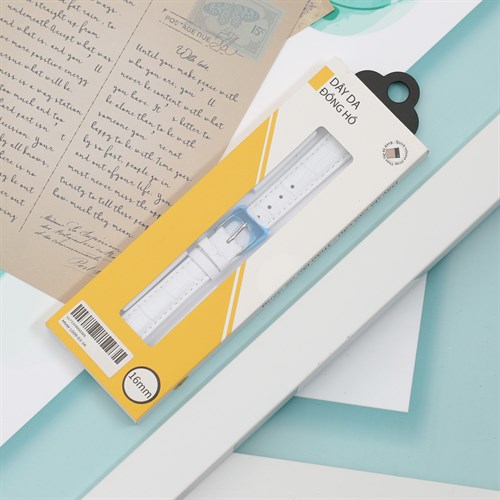 Dây da tổng hợp đồng hồ 16mm L009-03-16 Trắng