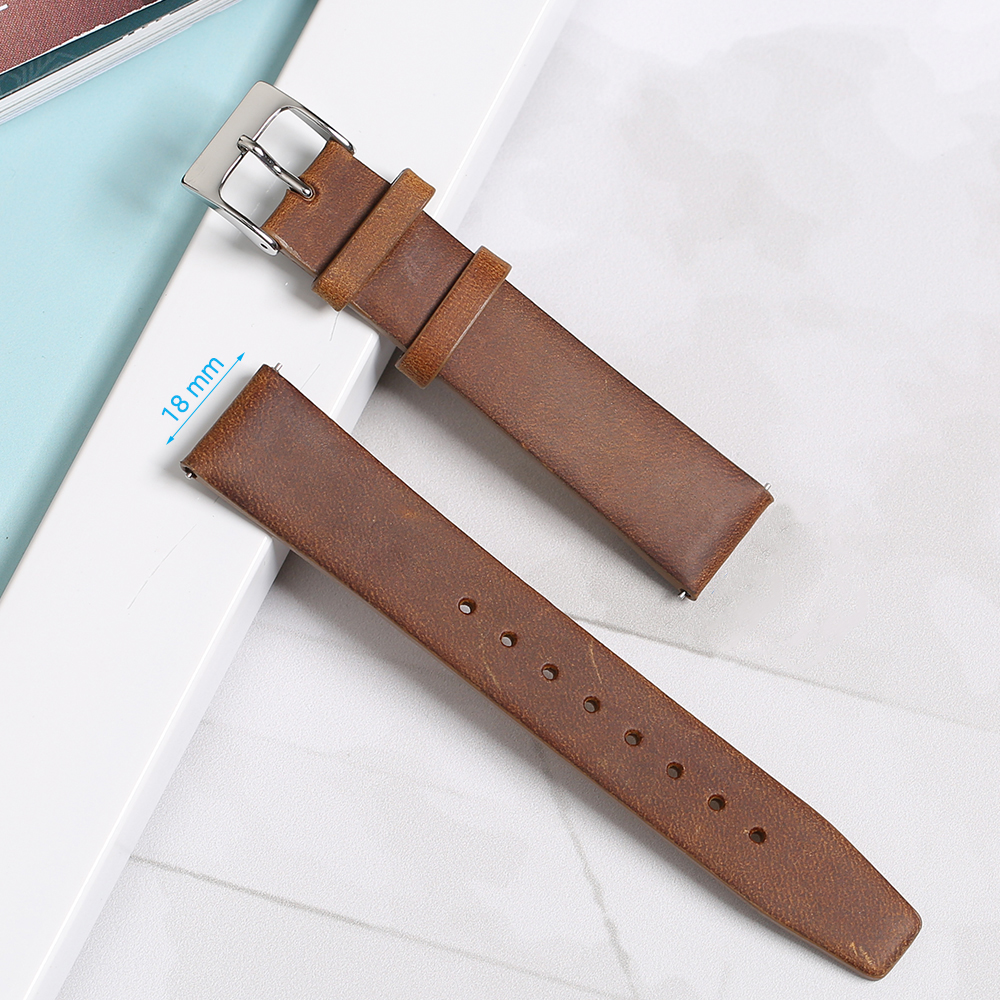 Dây da đồng hồ 18mm L013-04-18 Nâu - 4