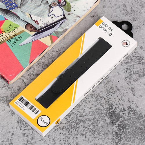 Dây da tổng hợp đồng hồ 20mm L014-05-20 Đen Màu Đen