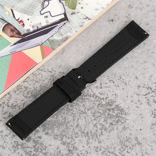 Dây da tổng hợp đồng hồ 20mm L014-05-20 Đen Màu Đen