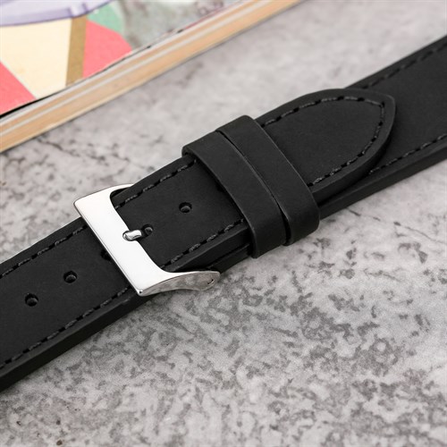 Dây da tổng hợp đồng hồ 20mm L014-05-20 Đen Màu Đen