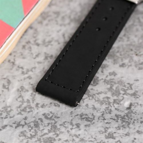 Dây da tổng hợp đồng hồ 20mm L014-05-20 Đen Màu Đen