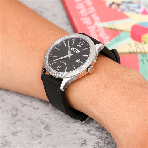 Dây da tổng hợp đồng hồ 20mm L014-05-20 Đen Màu Đen