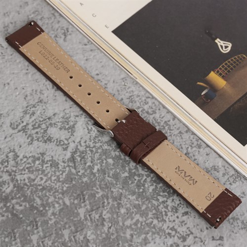 Dây da tổng hợp đồng hồ 20mm L022-05-20 Nâu Màu Nâu