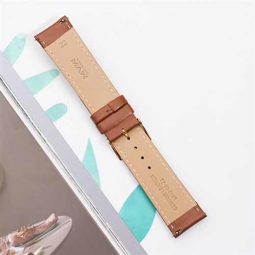 Dây da đồng hồ 22mm L010-06-22 Nâu Màu Nâu