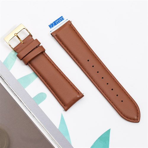 Dây da đồng hồ 22mm L010-06-22 Nâu Màu Nâu