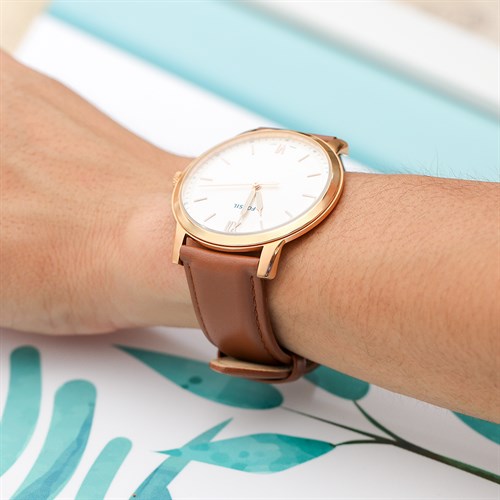 Dây da đồng hồ 22mm L010-06-22 Nâu Màu Nâu