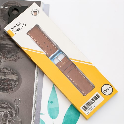 Dây da tổng hợp đồng hồ 22mm L018-06-22 Nâu Màu Nâu