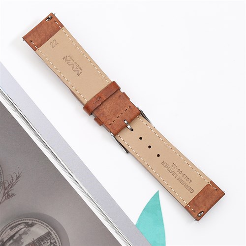 Dây da tổng hợp đồng hồ 22mm L018-06-22 Nâu Màu Nâu
