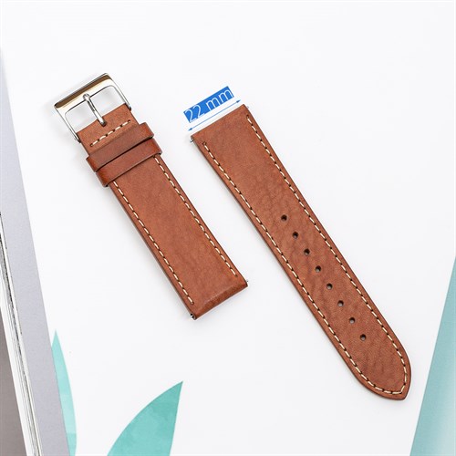 Dây da tổng hợp đồng hồ 22mm L018-06-22 Nâu Màu Nâu