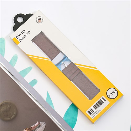 Dây da tổng hợp đồng hồ 22mm L022-06-22 Nâu Màu Nâu