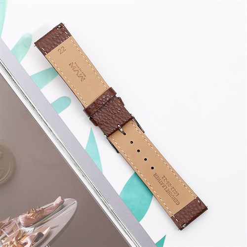 Dây da tổng hợp đồng hồ 22mm L022-06-22 Nâu Màu Nâu