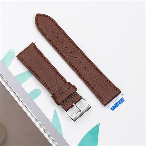 Dây da tổng hợp đồng hồ 22mm L022-06-22 Nâu Màu Nâu