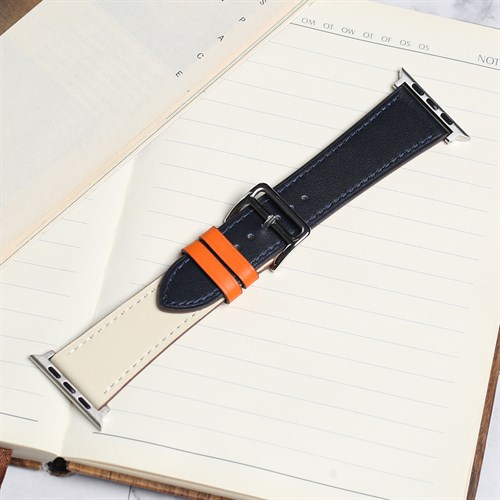 Dây da MVW mặt 44mm M07-03-44 Trắng Xanh Màu Màu combo