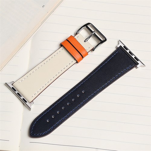 Dây da MVW mặt 44mm M07-03-44 Trắng Xanh Màu Màu combo