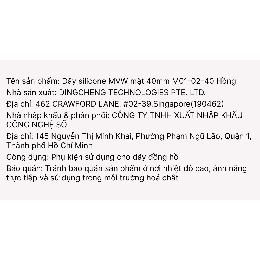 Dây silicone MVW mặt 40mm M01-02-40 Hồng Màu Hồng