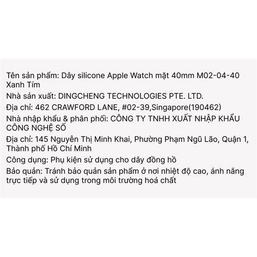 Dây silicone Apple Watch mặt 40mm M02-04-40 Xanh Tím Màu Màu combo