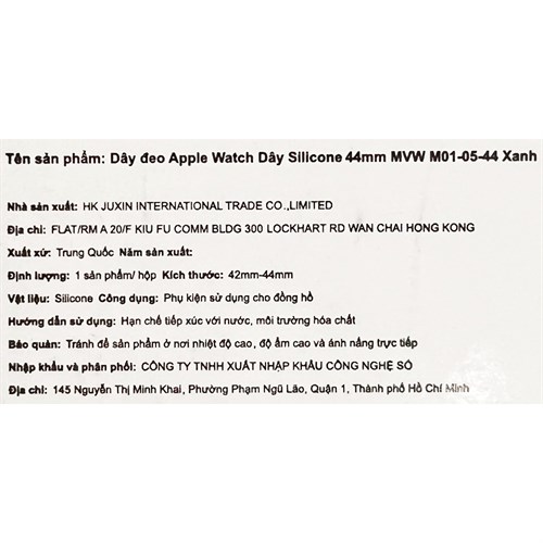 Dây silicone MVW mặt 44mm M01-05-44 Xanh lá Màu Xanh