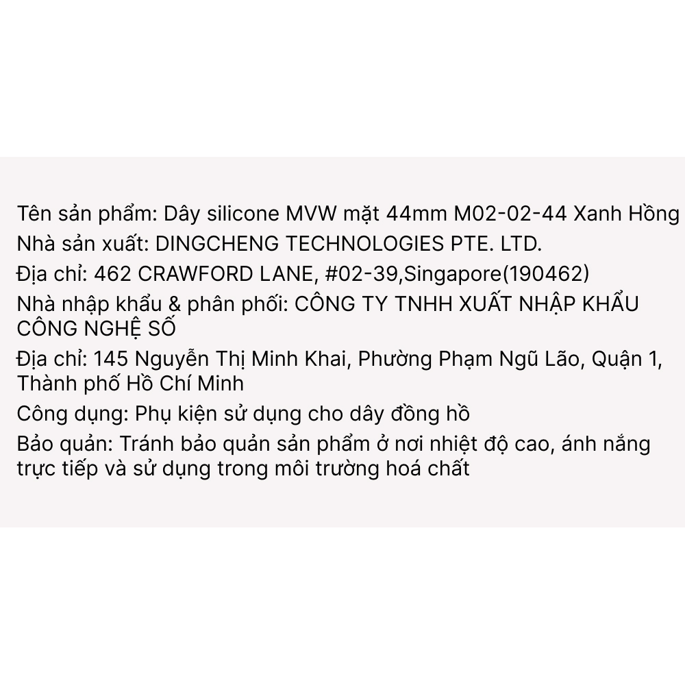 Dây silicone MVW mặt 44mm M02-02-44 Xanh Hồng Màu Màu combo