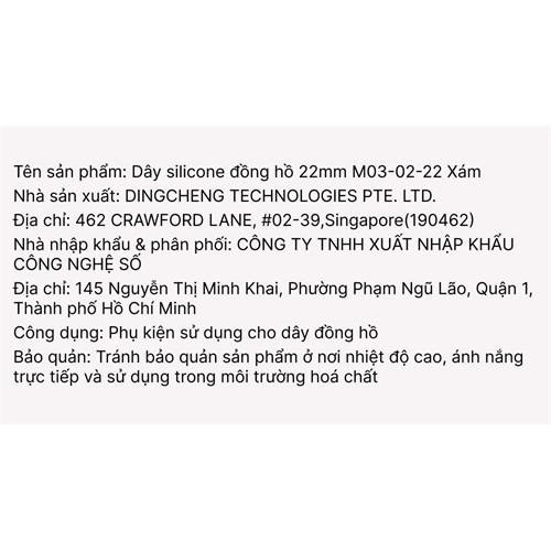 Dây silicone đồng hồ 22mm M03-02-22 Xám Màu Xám