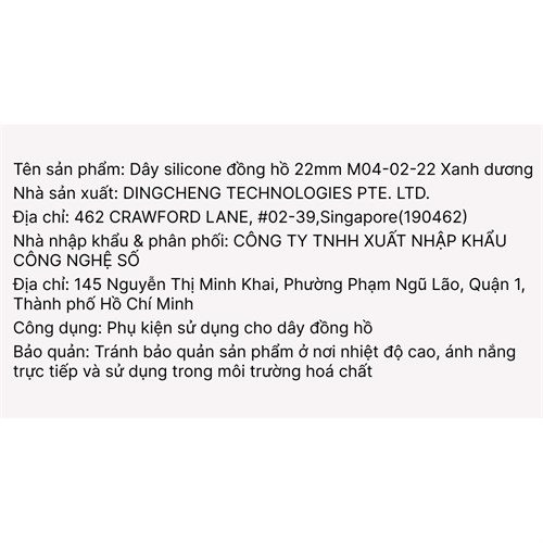 Dây silicone đồng hồ 22mm M04-02-22 Xanh dương Màu Xanh Dương